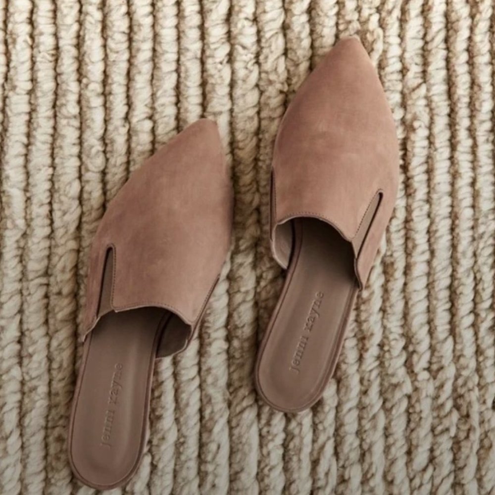 Jenni Kayne Oiled Leather Mules Taupe 36 NWOT w/ dustbag